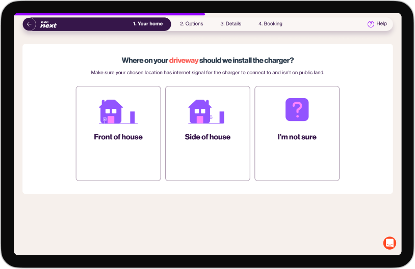 A question on the EON Next site asking for the location of the EV charger